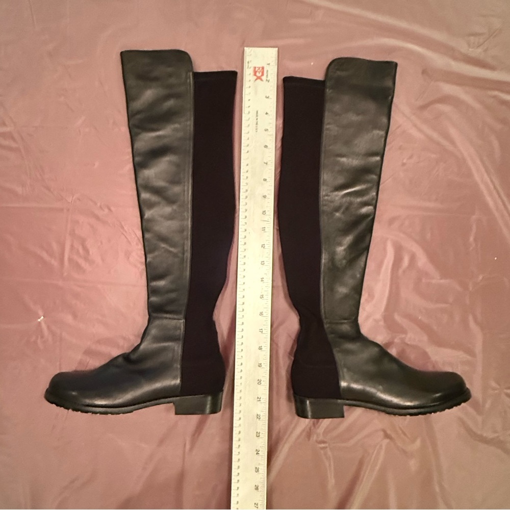 NWOT Stuart Weitzman 5050 Black Leather Over the knee boots Size 6 MSRP $795 - Picture 12 of 15
